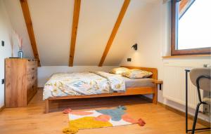 a bedroom with a bed and a window at Awesome Home In Jamnica Pisarovinska With Sauna in Jamnica Pisarovinska