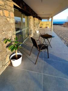 ポルト・ノボにあるKasa surfのパティオ(テーブル、椅子、植物付)