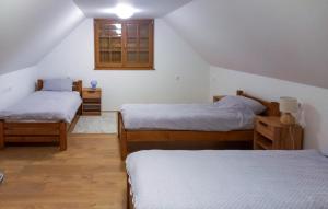 een slaapkamer met twee bedden en een raam bij 2 Bedroom Stunning Home In Karlovac in Zadoborje