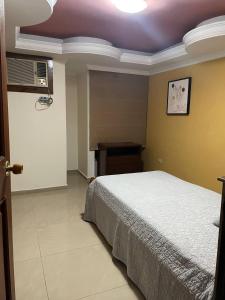 a bedroom with a bed and a desk in it at Comfortable apartment, excellent location in Maracaibo +15 photos