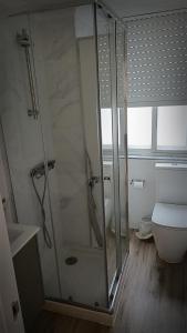 un baño con ducha y WC en La mesa del cocinero, en Lugo