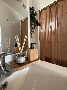 ein Badezimmer mit Waschbecken und Spiegel in der Unterkunft Acogedor Departamento en pleno centro de Antofagasta, hasta 4 personas, 1D 1B 1 sofá cama in Antofagasta + 46 Fotos