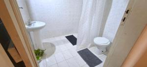 a bathroom with a toilet and a sink at Casa Lara - Carmelitas Asunción in Asuncion +8 photos