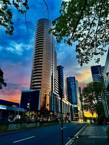 a city street with a tall building in the foreground at Private Room and bathroom in Shared Apartment with Host in Box Hill