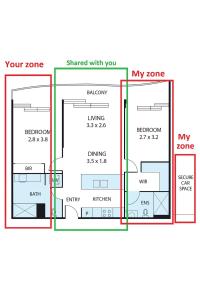 un diagrama esquemático de una casa en Guest House- Light-Filled Apartment, en Box Hill