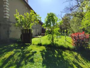 a yard with some trees and a building at Gîte de charme avec parking, animaux admis, proche de Tours - FR-1-381-638 in La Riche