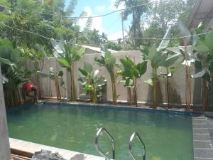 una piscina con plantas frente a una valla en Villa Nirvana, en Unawatuna