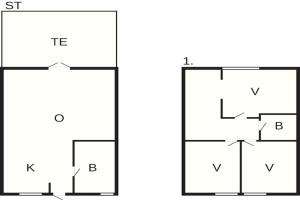 two diagrams showing the configuration of a house at 6 person holiday home in Skagen in Skagen