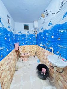 a bathroom with a toilet and a sink at Jagannath guest house in Udaipur