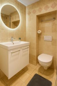 a bathroom with a toilet and a sink and a mirror at Le Nily Provence, douceur & vue d'exception in Sainte-Tulle +16 photos