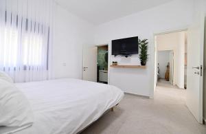 TV a/nebo společenská místnost v ubytování אחוזת סנטוריני - וילה מהממת עם בריכה מחוממת מקורה וג'קוזי בעין יעקב