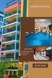 a collage of pictures of a building with a swimming pool at Hoàng Hà Hotel Tam Đảo in Tam Ðảo