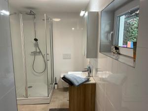 Koupelna v ubytování Appartement StPeter, 5 min met de auto van de skipistes + 10 fotografií