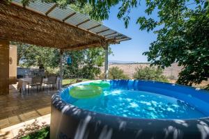 a large plunge pool in the backyard of a house at Galilee sea View with Heated Pool in Arbel