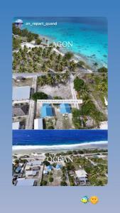 uma vista aérea de um resort na praia em Tetaha Lodge em Tiputa