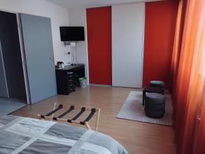 TV a/nebo společenská místnost v ubytování Chambre 20 m2 S de B et WC privés, Garage