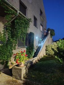 un edificio con escaleras que conducen a un edificio con flores en Villa Vero, en Contrexéville