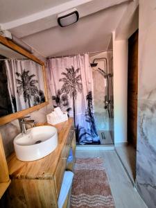 Ένα μπάνιο στο Villa bord de mer avec piscine