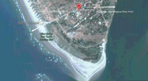 a map of the shoreline of a beach at Villa Baywalk Goa - 200 meters from Morjim Beach in Morjim