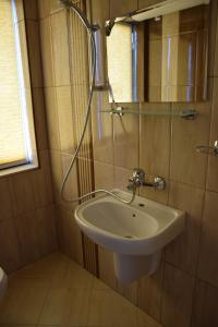 a bathroom with a sink and a shower at Guest Rooms Lina in Kirkovo