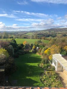 an aerial view of a garden and a house at Ryedale House in Sleights