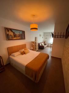 a bedroom with a large bed in a room at Apartahotel Belchite in Belchite