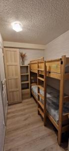 Cette chambre comprend 2 lits superposés et une porte. dans l'établissement Studio Super-Besse - 4 personnes, à Besse-et-Saint-Anastaise