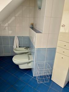 ein Badezimmer mit Toilette und Waschbecken in der Unterkunft Villa Riviera in Prag + 14 Fotos