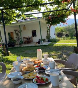 FishtëにあるGuesthouse Vitoria - Mrizi i Zanaveの庭の食卓