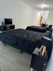 a bedroom with two beds and a television in it at Suipacha Boutique in Buenos Aires +16 photos