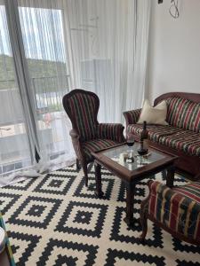 a living room with a couch and a coffee table at Cozy apartment Kosmaj Residence in Rogača