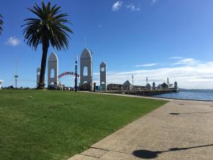 um parque com uma palmeira e uma montanha-russa em Spirit of Tasmania Stopover 3 secure DIDO sites SC Motor Homes RVs ONLY! BYO Toilet and bed! Private Hobby Horse Farm Rooms extra em Lara