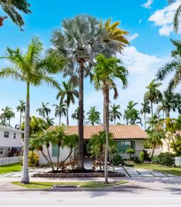 a group of palm trees in front of a house at 1134 Hollywood in Hollywood