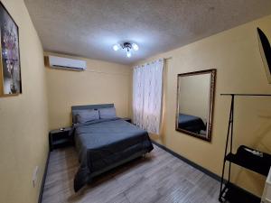 a small bedroom with a bed and a mirror at Ackee Green Rentals - 1 Bedroom in Gros Islet