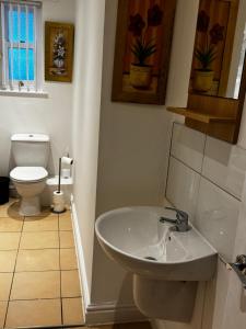 a bathroom with a sink and a toilet at No 4 AT SANDRINGHAM - LARGE 2 BED NEAR SEFTON PARK in Liverpool +5 photos