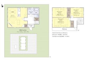 a floor plan and a blueprint of a house at Awaji Garden House in Shinmura in Sumoto