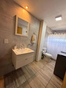 ペリト・モレノにあるLa Cascaruda Suites y Deptosの洗面台とトイレ付きのバスルーム +99枚の写真