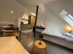 Ένα ή περισσότερα κρεβάτια σε δωμάτιο στο Ferienhaus am Dürrbachtal