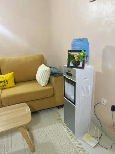 a living room with a couch and a tv at Fibi Embu Apartments in Embu