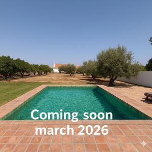 ein Swimmingpool mitten in einem Hof in der Unterkunft Villa Morena in Grândola