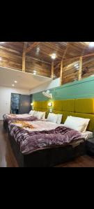 パハルガムにあるHotel crystalの部屋の中に大きなベッドがある寝室