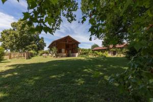 a house in the middle of a yard with a tree at Gite du platane in Bélis