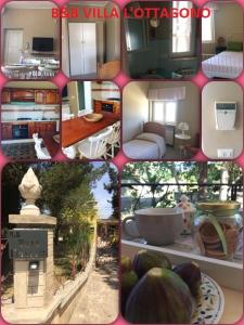 un collage de différentes photos d'un salon dans l'établissement Villa L'Ottagono con cucina parcheggio privato telecamerizzato e wifi, à Gioia del Colle