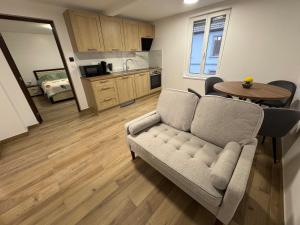 una sala de estar con un sofá y una mesa en La Tranquillité Citadine, en Schiltigheim 5 fotos más