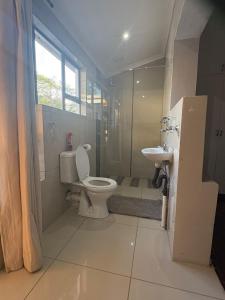 a bathroom with a toilet and a sink at Mitchell Guest House Golf Road in Pietermaritzburg