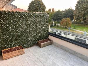 NervianoにあるRiVaLoVEの生垣と2つの花壇のある庭