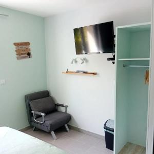 Μια τηλεόραση ή/και κέντρο ψυχαγωγίας στο Studio charmant près de Notre-Dame-des-Millières