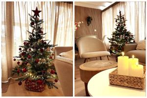 Sint MaartensbrugEscape to the beach and sea的客厅里两张圣诞树的照片 更多21张照片