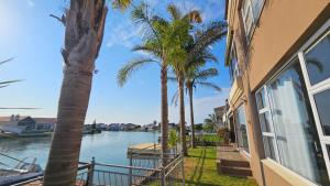 フェルドドリフにあるRiverfront Retreatの川の横のヤシの木がある家