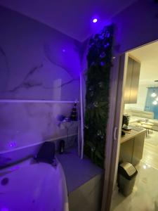ドボイにあるLux Stan na danの紫色の部屋(バスタブ付)
